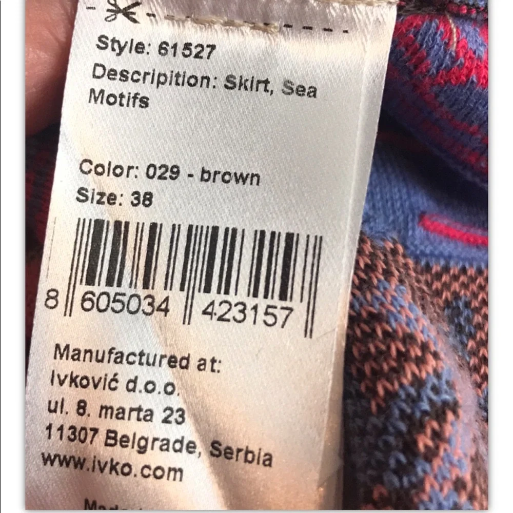 IVKO Anthropologie Sweater Skirt Pleated Serbia Sea Motif Pencil Midi